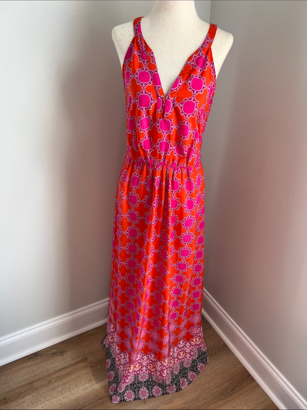 Banana Republic | Women’s Pink & Orange Sleeveless Maxi Dress #973464-00 Size 4